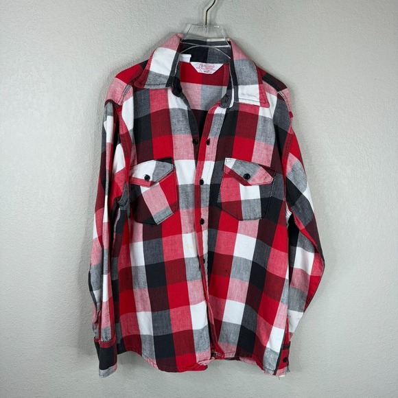 Jim Catfish Hunter Other - Jim Catfish Hunter Men's‎ Flannel Button Up Shirt Long Sleeve Red/Black/White 16